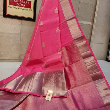 Pure Kanchipuram silk, /baby  pinkpure kanchipuram handloom pure silk, Wedding silk, Bridal silk saree, silk mark Kanchivaram saree,