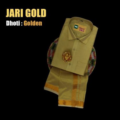 Indian Traditional Boy’s Paddu Dhoti Shirt Set, Jari green Dhoti sets , 3 piece set