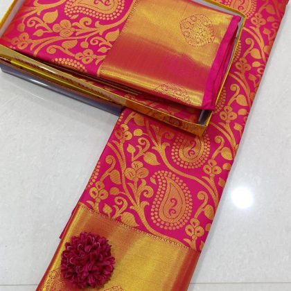 Silk saree /Hot pink handloon wedding silk collection