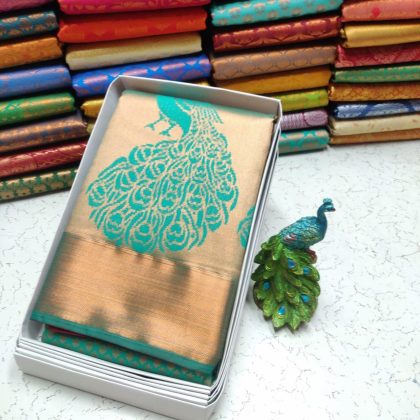 Silk saree peacock colour combination