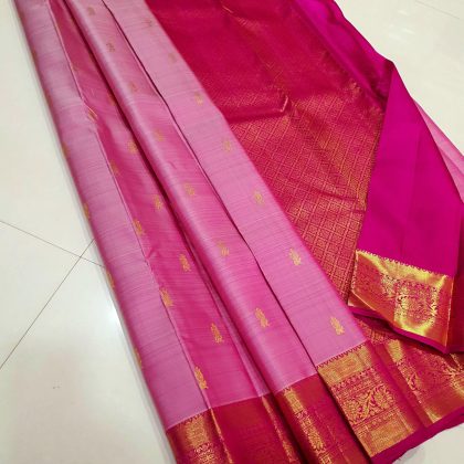 Pink kanchipuram saree