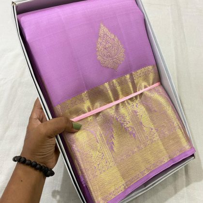 Lavender purple pure kanchipuram silk saree